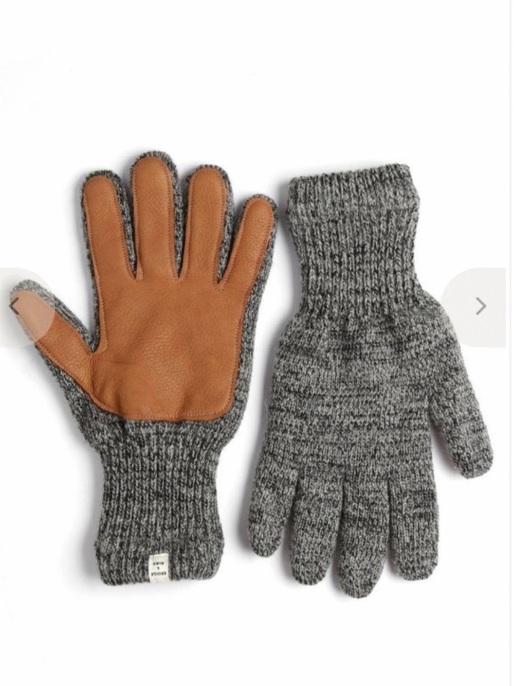 bridge & burn mens lined ragg wool gloves charcoal saddle